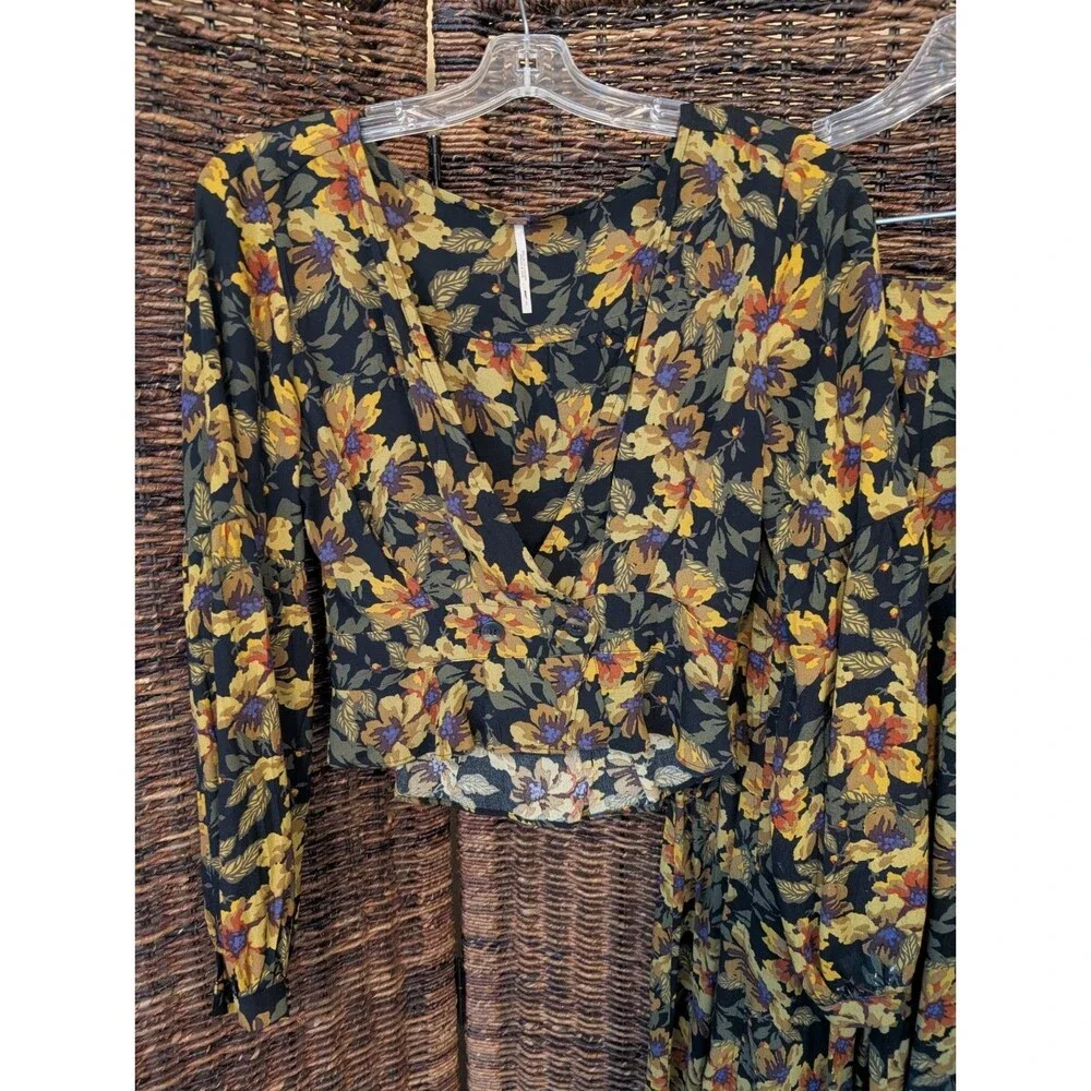 Free People Love Letter Two Piece Floral Pant Suit Set 2 Flirty Fairy Grunge